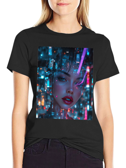 Cyberpunk Girl Black T-Shirt