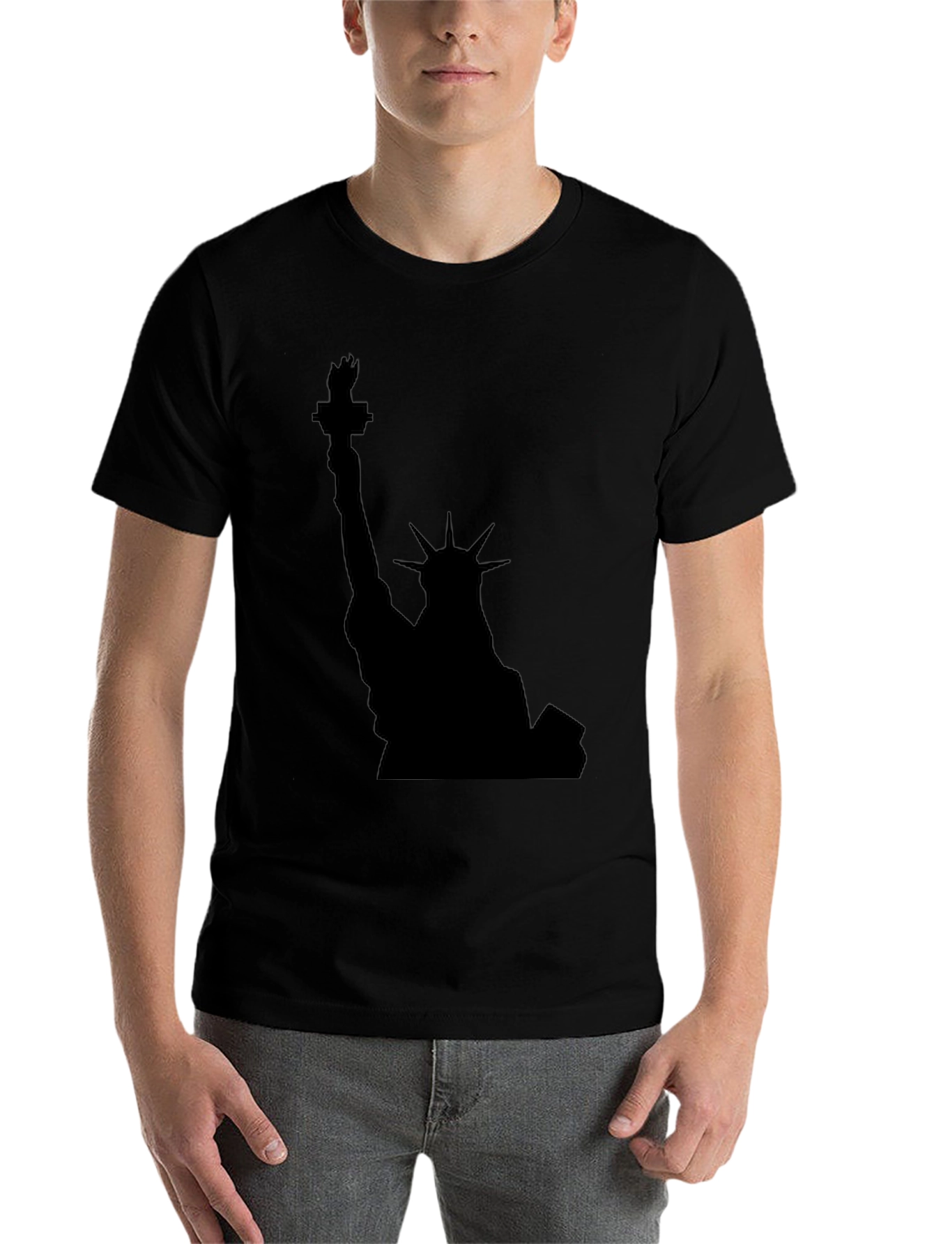 Statue of Liberty Black Graphic Tee - Patriotic Style