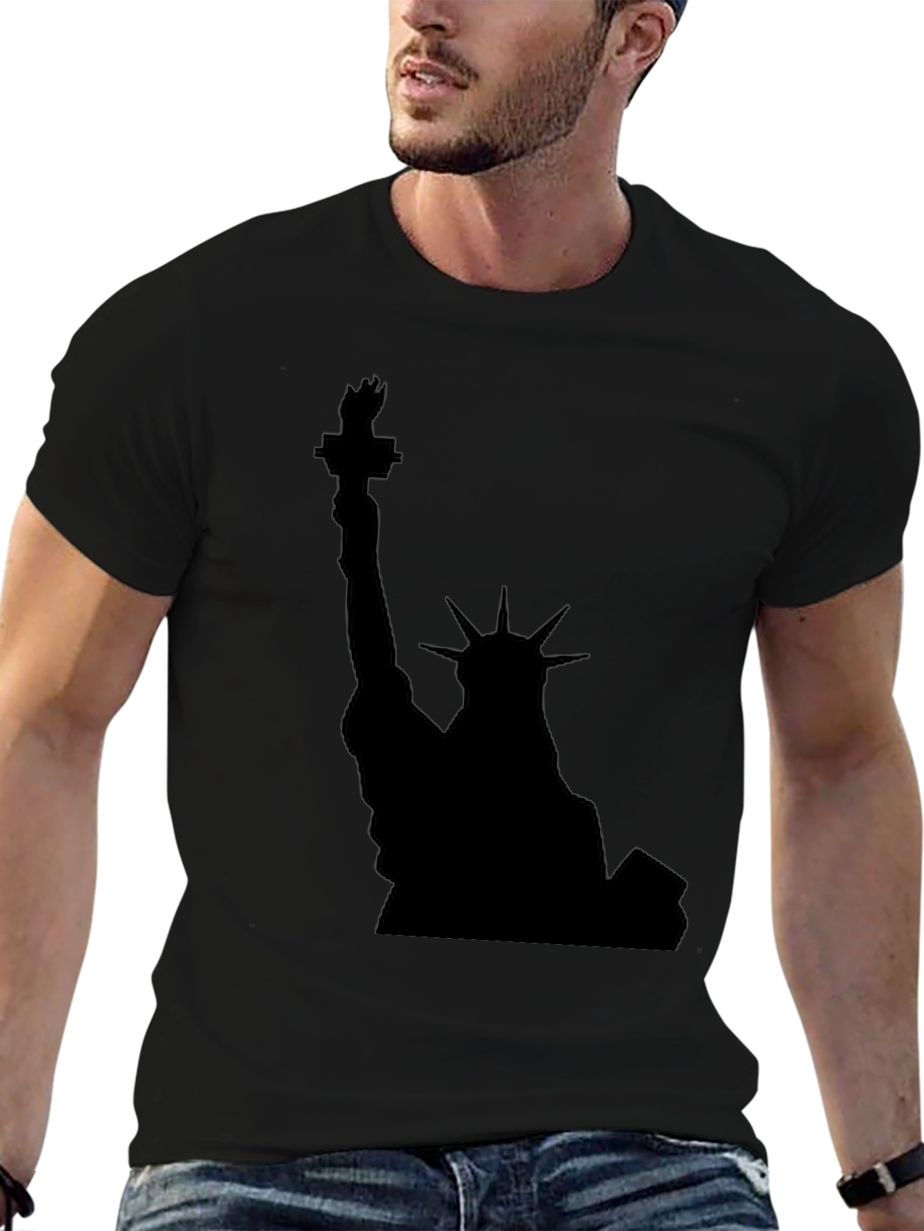 Statue of Liberty Black Graphic Tee - Patriotic Style
