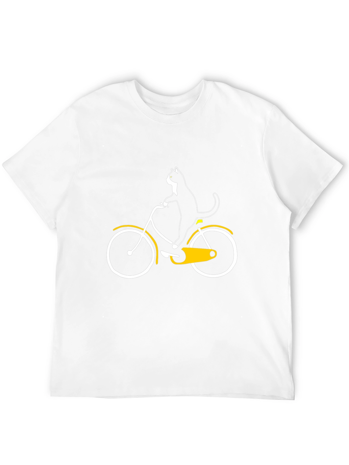 Cat on Bike Graphic Tee - Black Cotton T-Shirt