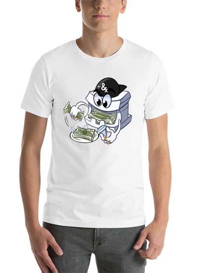 Money Stack Cartoon Graphic Black T-Shirt