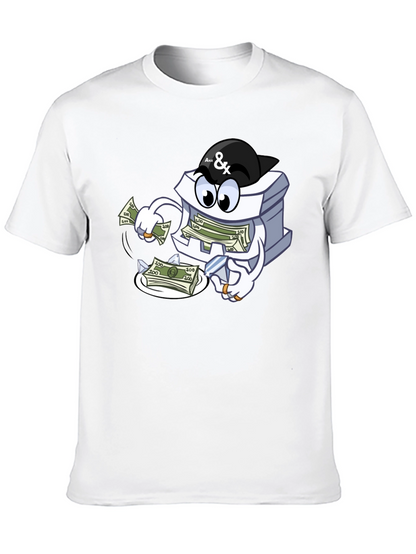 Money Stack Cartoon Graphic Black T-Shirt
