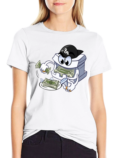 Money Stack Cartoon Graphic Black T-Shirt