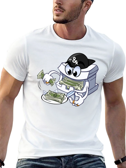 Money Stack Cartoon Graphic Black T-Shirt