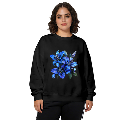 Stunning Blue Lily Floral Art Crewneck Sweatshirt