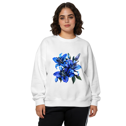 Stunning Blue Lily Floral Art Crewneck Sweatshirt