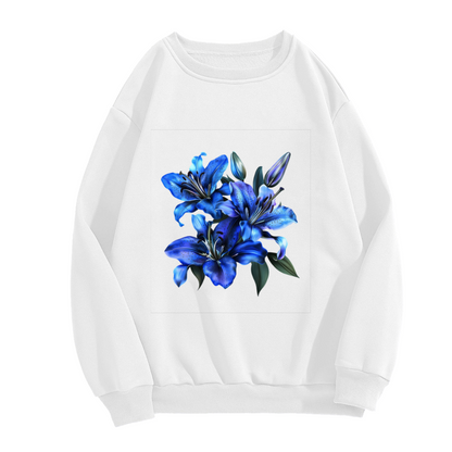 Stunning Blue Lily Floral Art Crewneck Sweatshirt