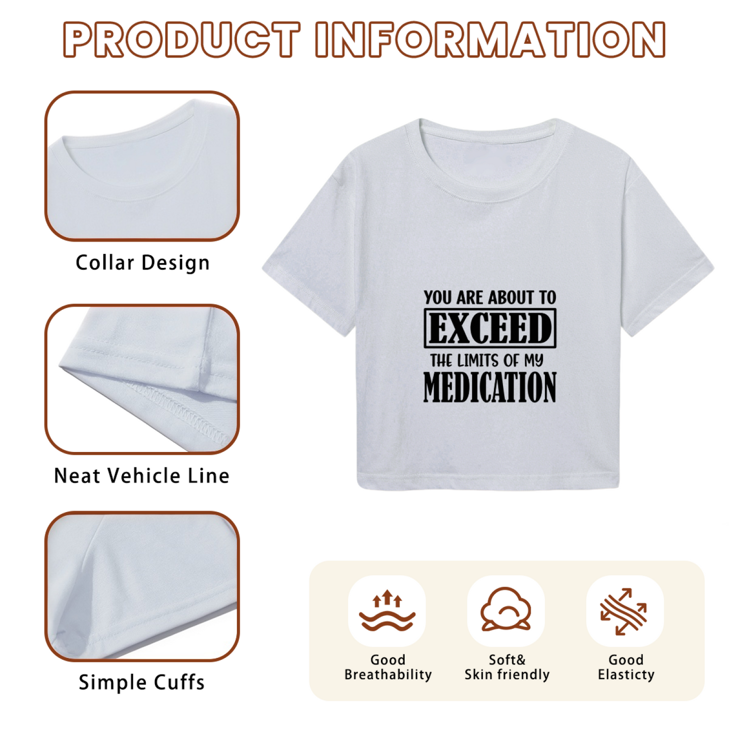 Exceed My Medication Sarcastic Funny Crop Tee
