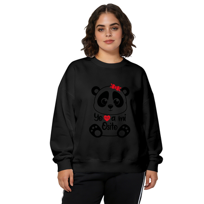 Cute Bow Panda Spanish Quote Graphic Crewneck Sweatshirt