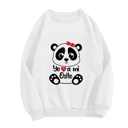 Cute Bow Panda Spanish Quote Graphic Crewneck Sweatshirt