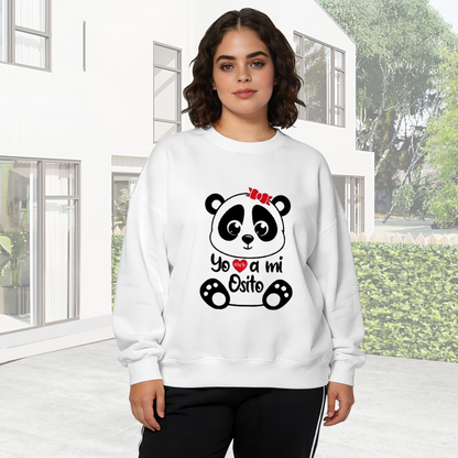 Cute Bow Panda Spanish Quote Graphic Crewneck Sweatshirt