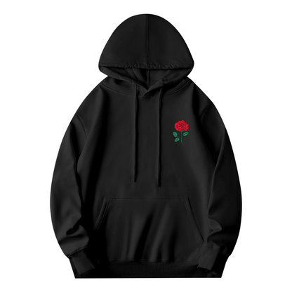 Minimalist Red Rose Chest Print Fashion Hoodie