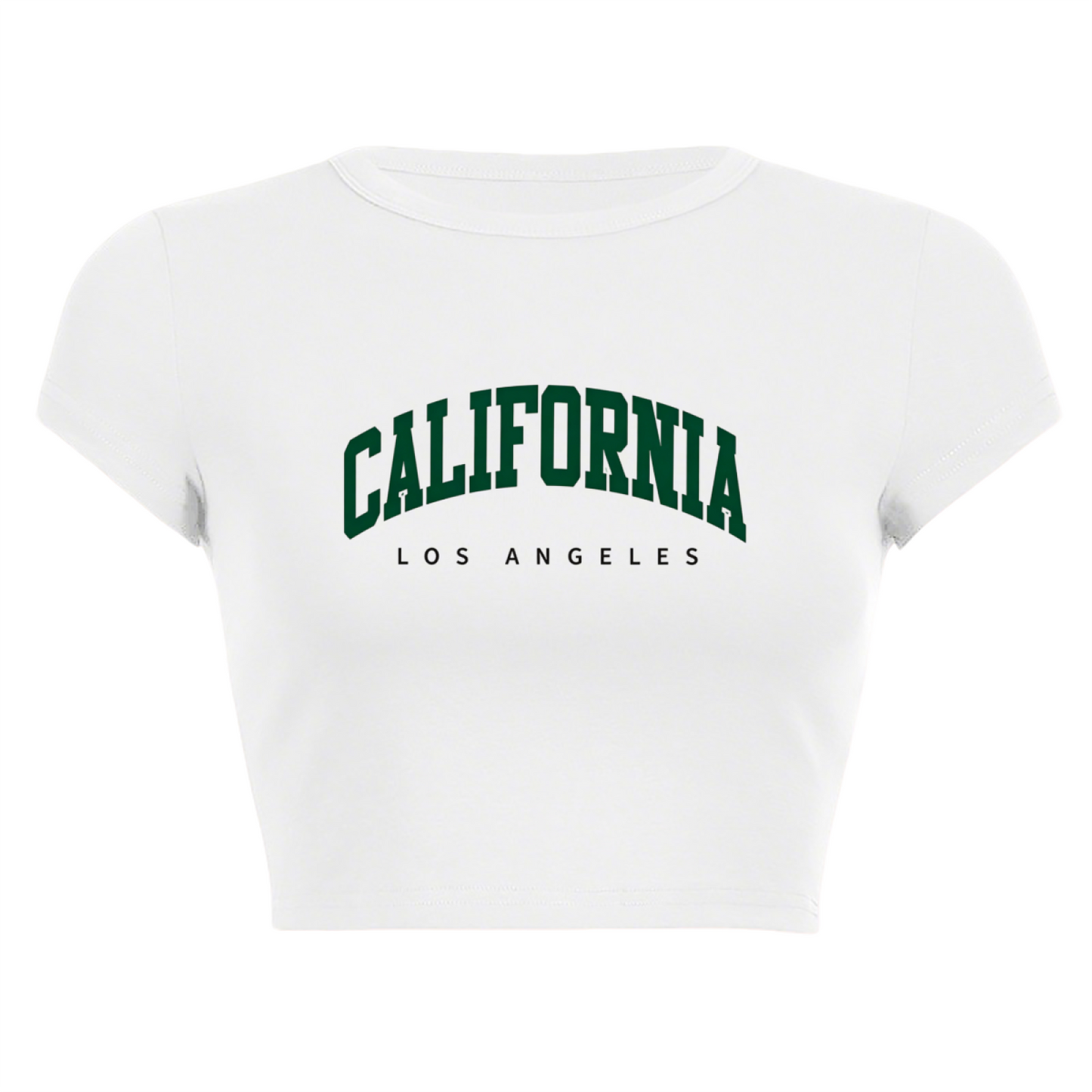 California Los Angeles Retro Varsity White Crop Top ¨C Vintage LA College Tee