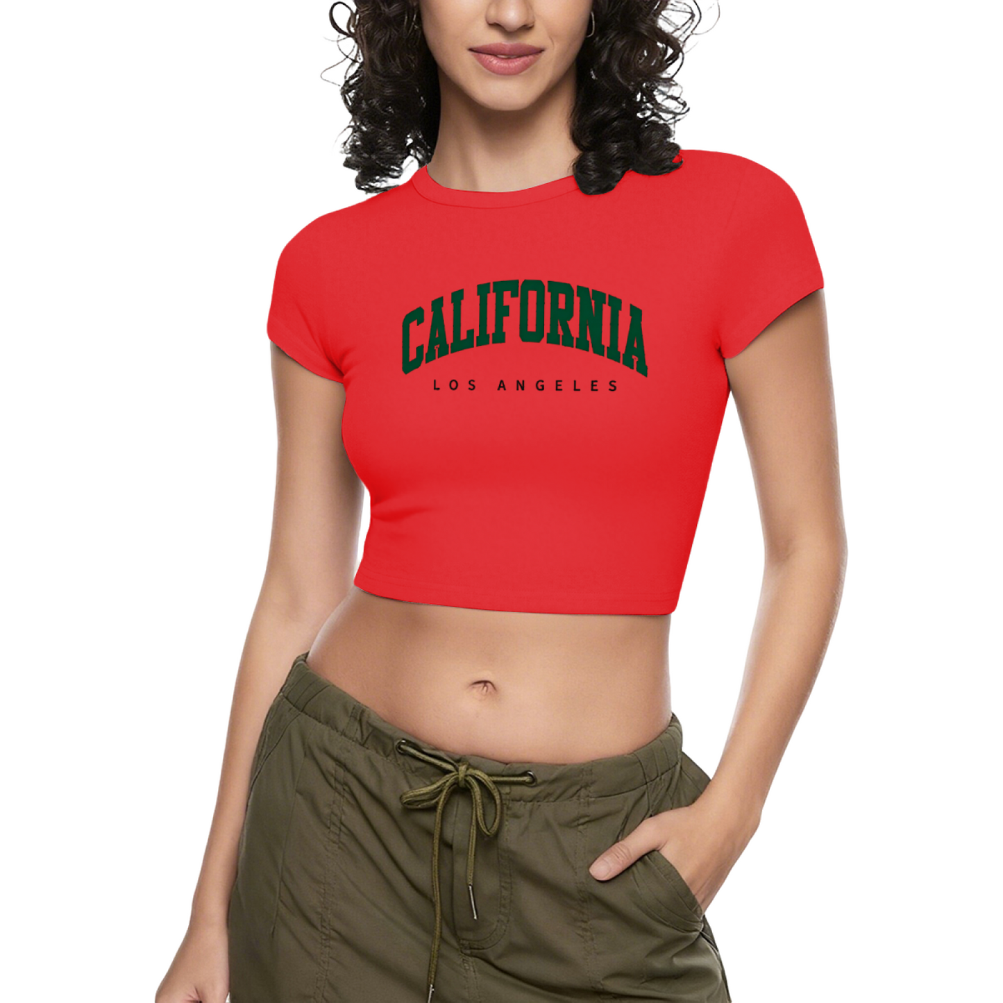 California Los Angeles Retro Varsity White Crop Top ¨C Vintage LA College Tee