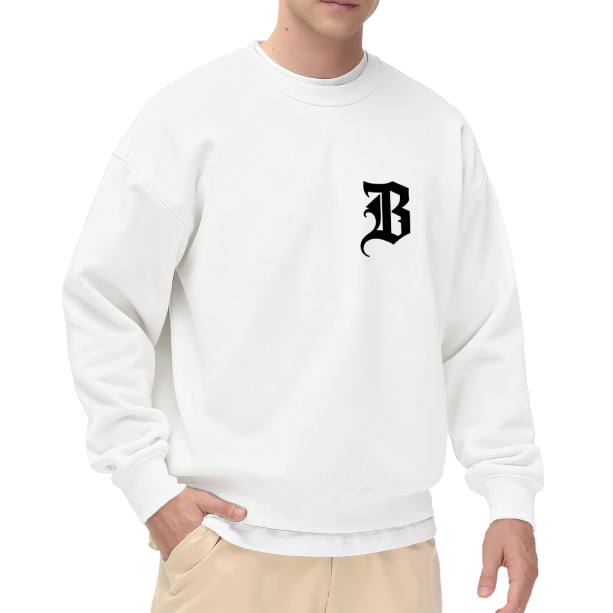Gothic Letter B Minimal Chest Print Crewneck