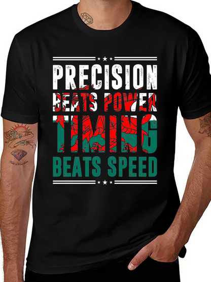 Precision Beats Power Timing Beats Speed Welsh Dragon T-Shirt