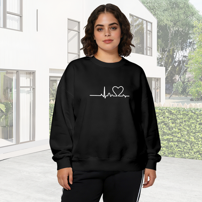 Heartbeat EKG Love?Heart Minimal Line?Art Crewneck Sweatshirt