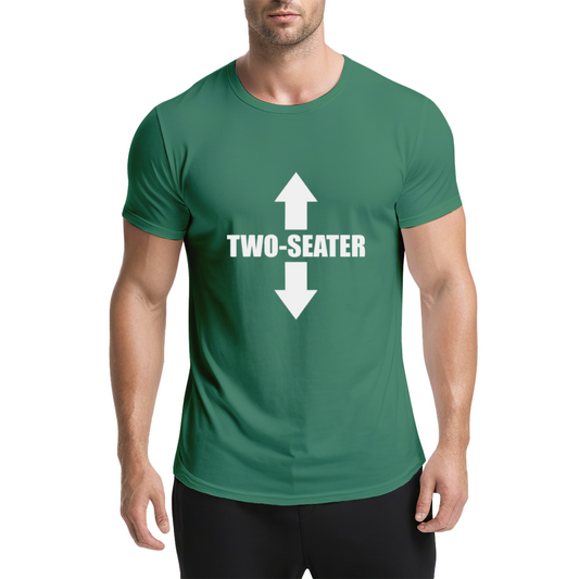 Two-Seater Double Arrow Funny Graphic Green T-Shirt, Unisex Weird Casual Tee