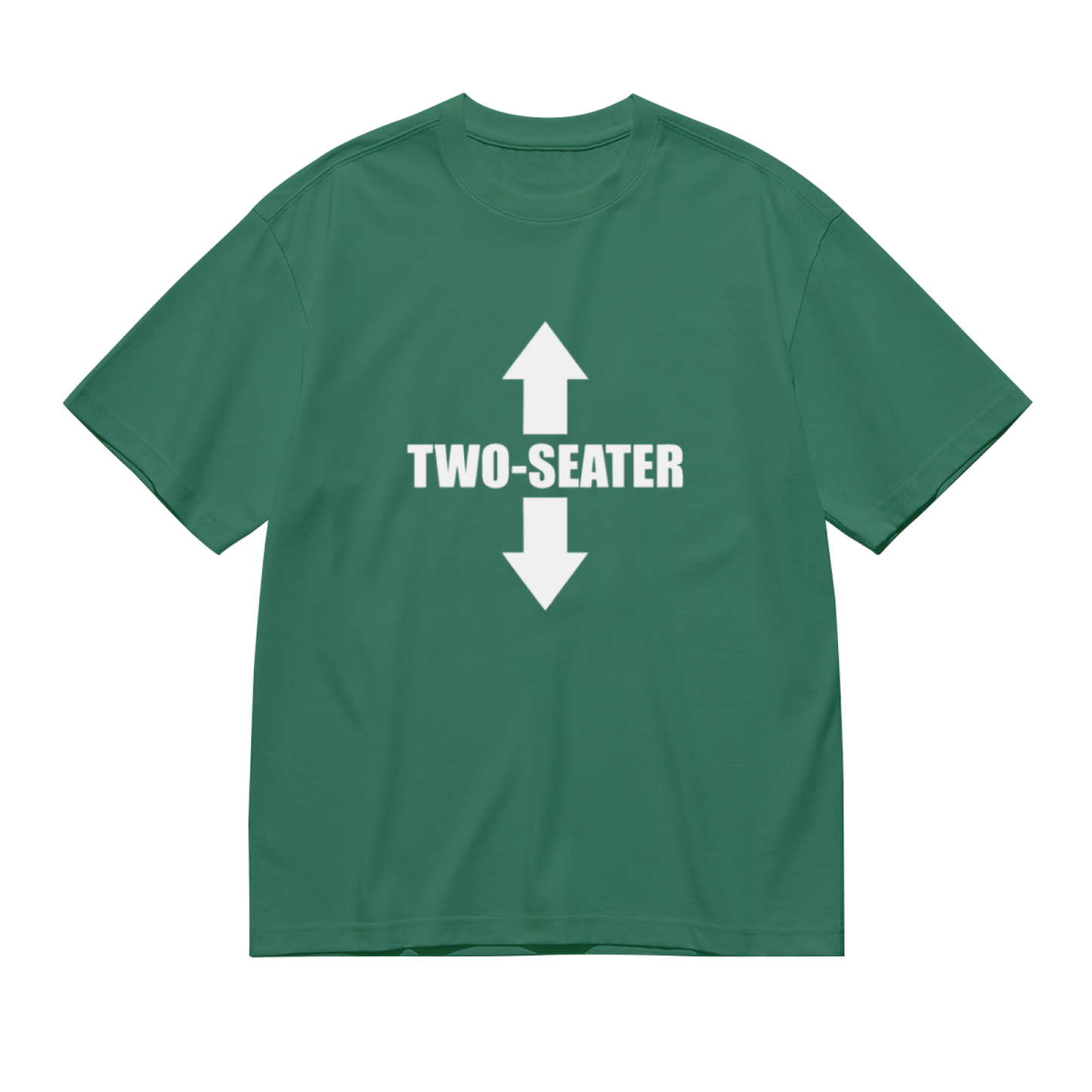 Two-Seater Double Arrow Funny Graphic Green T-Shirt, Unisex Weird Casual Tee