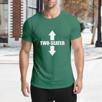Two-Seater Double Arrow Funny Graphic Green T-Shirt, Unisex Weird Casual Tee