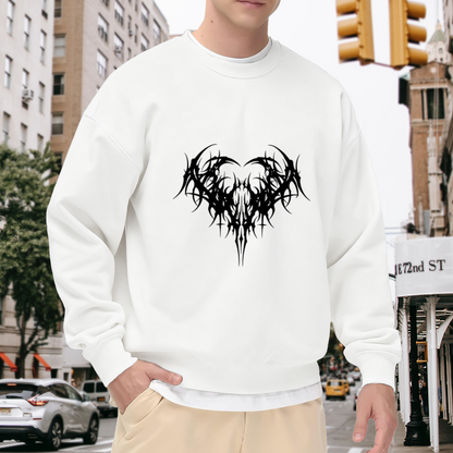 Dark Gothic Thorn Heart Punk Street Crewneck Sweatshirt