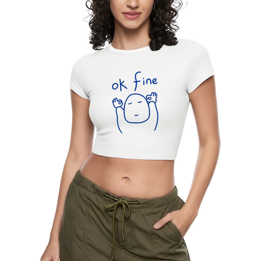 Ok Fine Meme Minimal Line Art Chill Crop Top