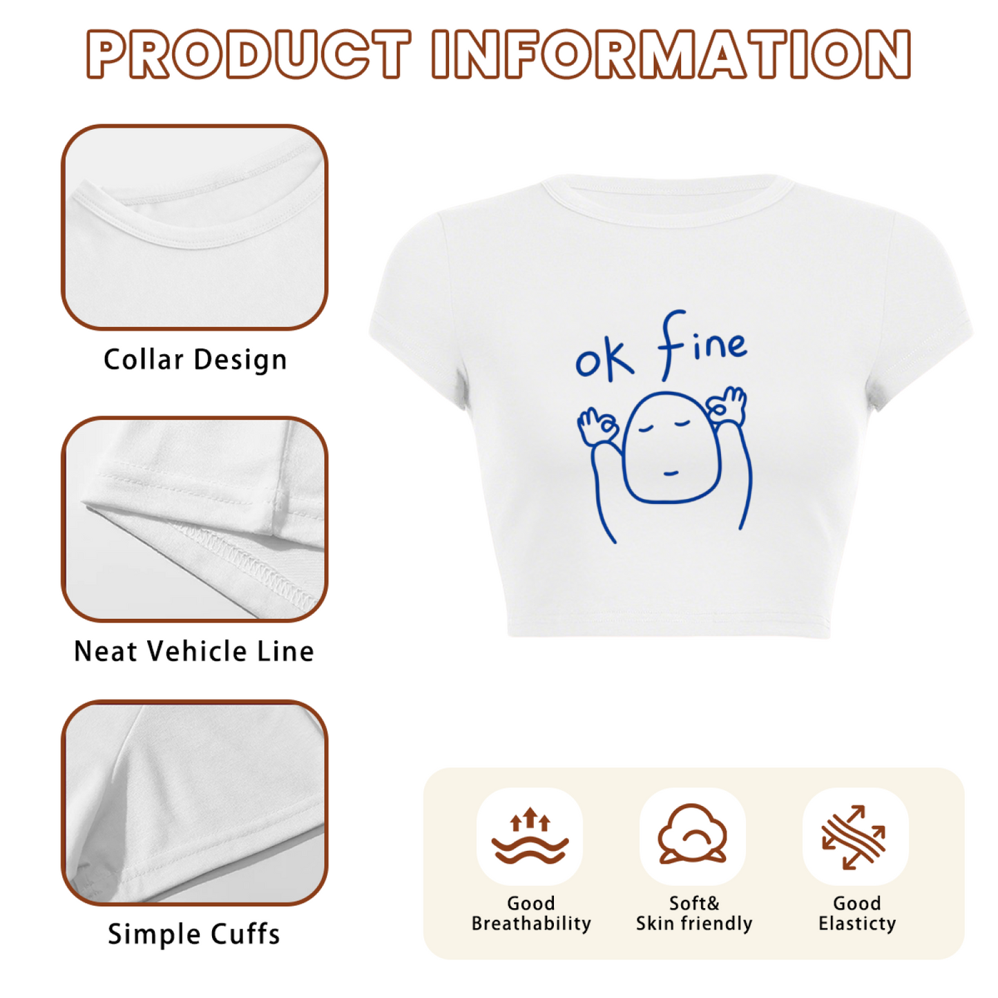 Ok Fine Meme Minimal Line Art Chill Crop Top