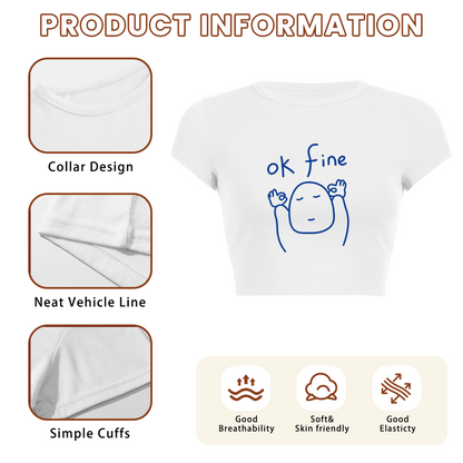 Ok Fine Meme Minimal Line Art Chill Crop Top