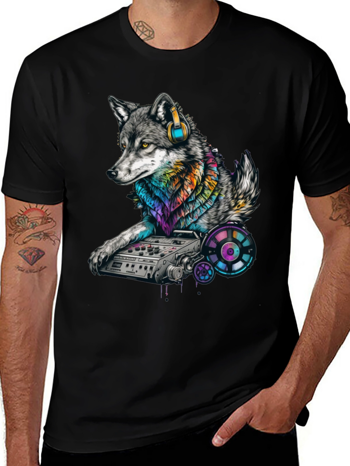 DJ Wolf Graphic T-Shirt - Unique Music Lover Tee