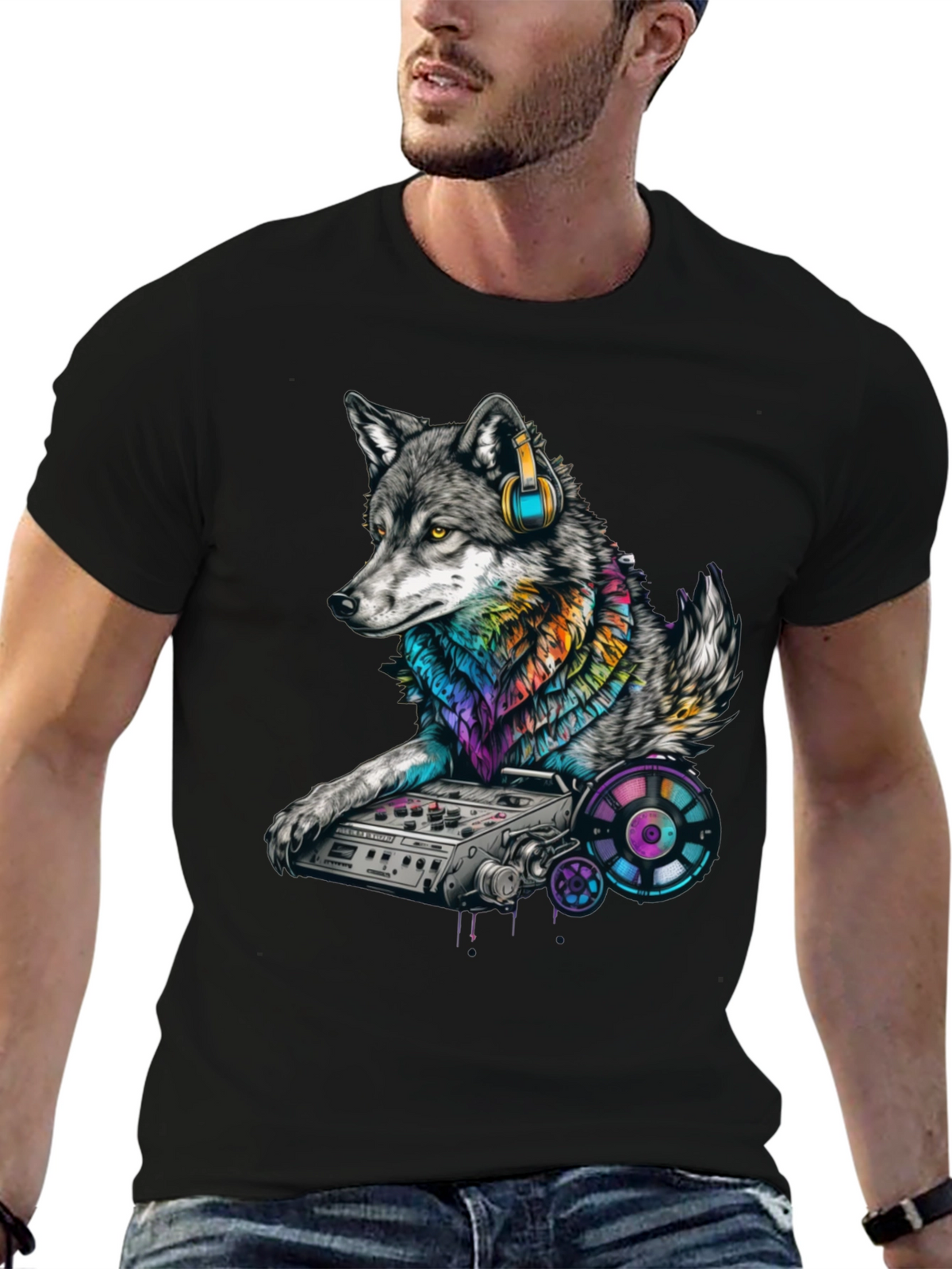 DJ Wolf Graphic T-Shirt - Unique Music Lover Tee