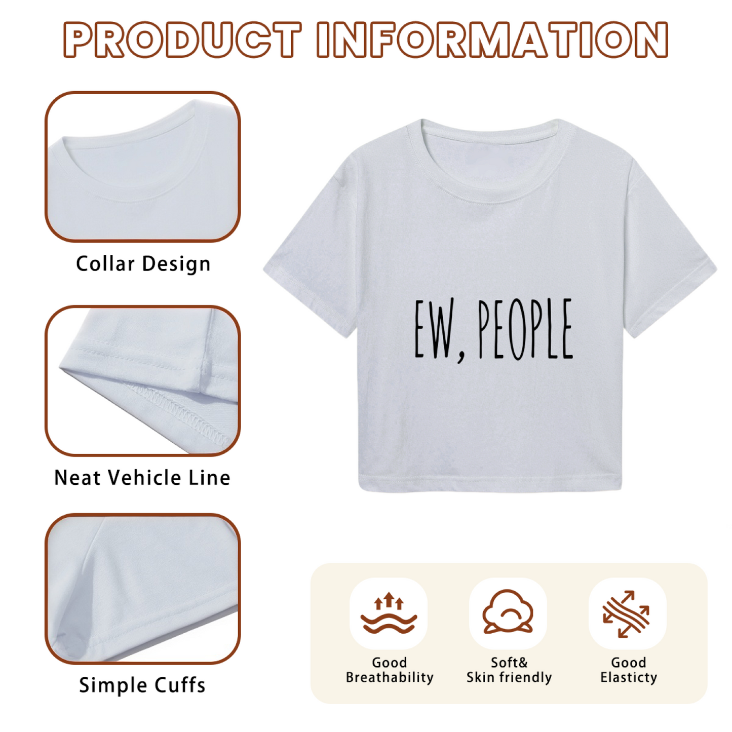 Sarcastic Ew, People Minimal Aesthetic Grey Crop Top