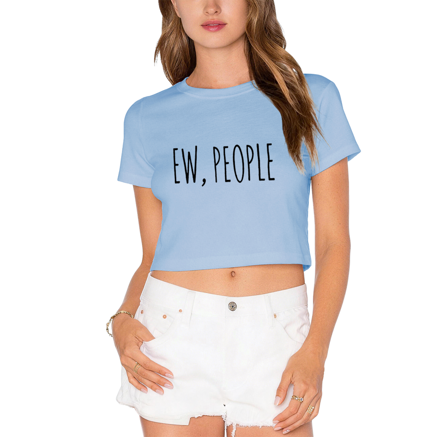 Sarcastic Ew, People Minimal Aesthetic Grey Crop Top