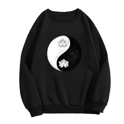 Yin?Yang Lotus Symbol Spiritual Boho Zen Crewneck Sweatshirt