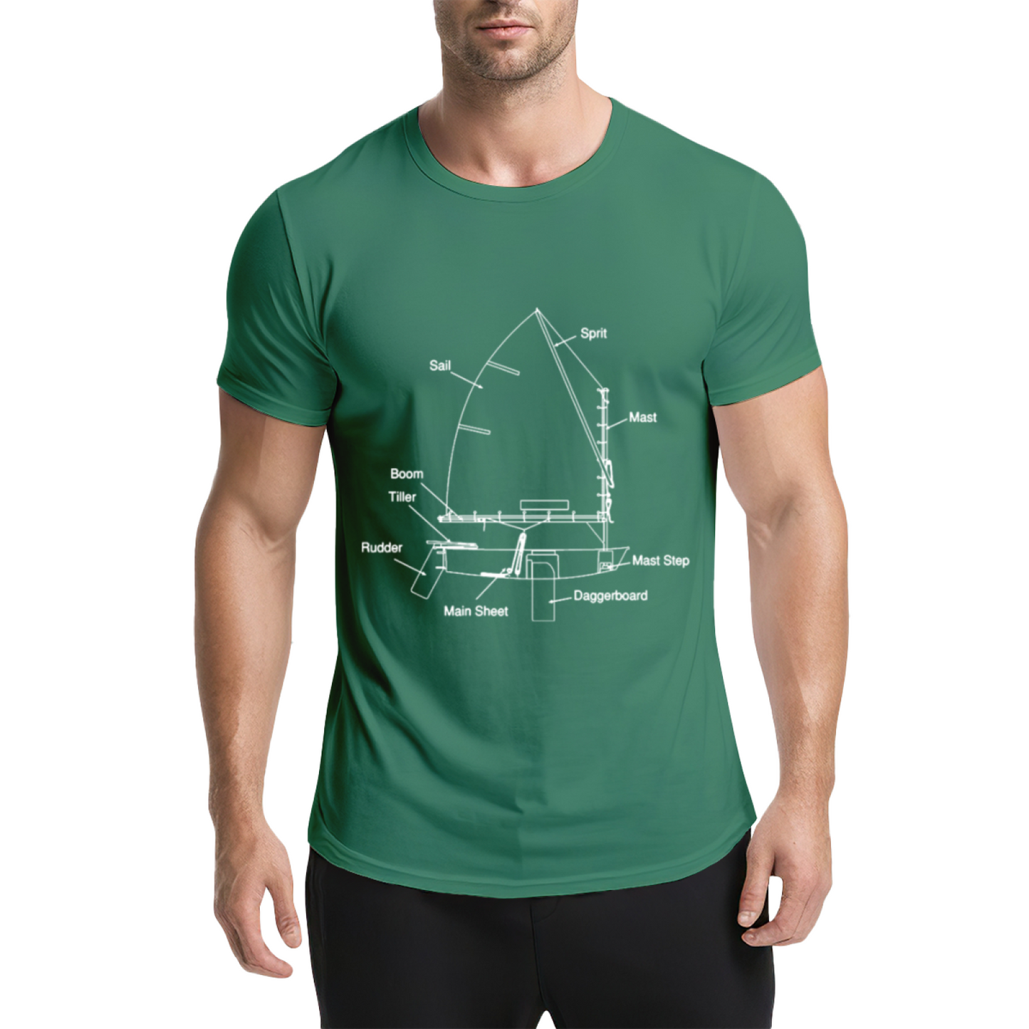 Sailboat Blueprint Nautical Sailing Enthusiast Dark Tee