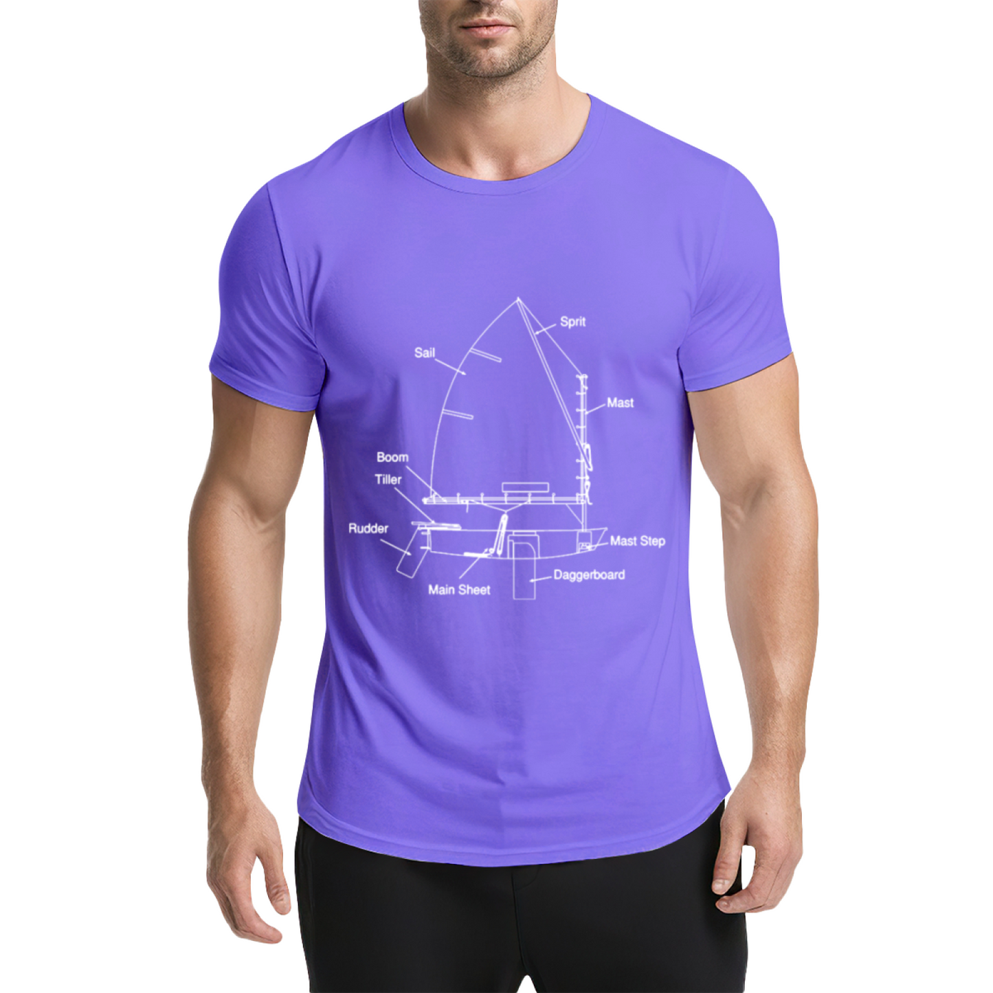Sailboat Blueprint Nautical Sailing Enthusiast Dark Tee