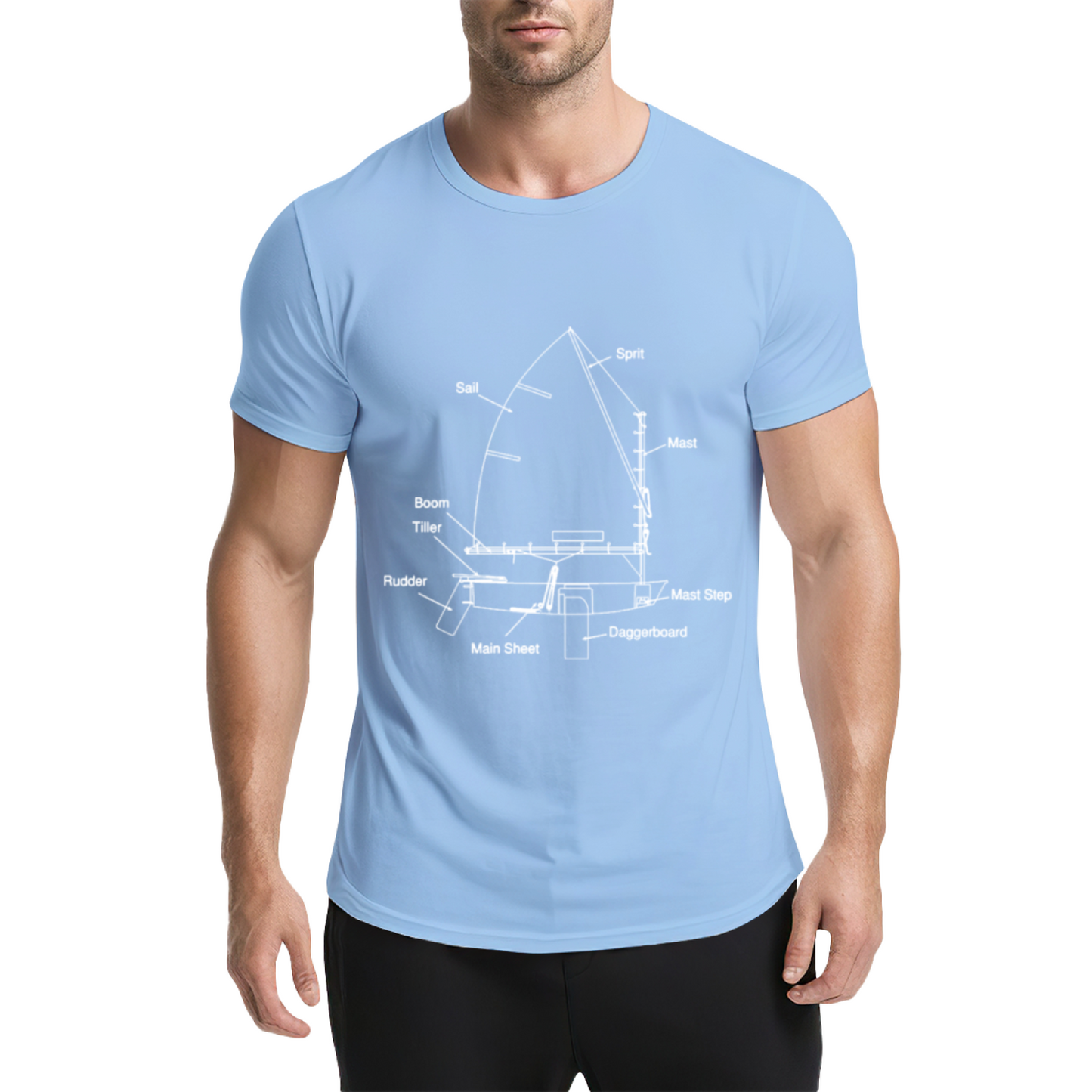 Sailboat Blueprint Nautical Sailing Enthusiast Dark Tee