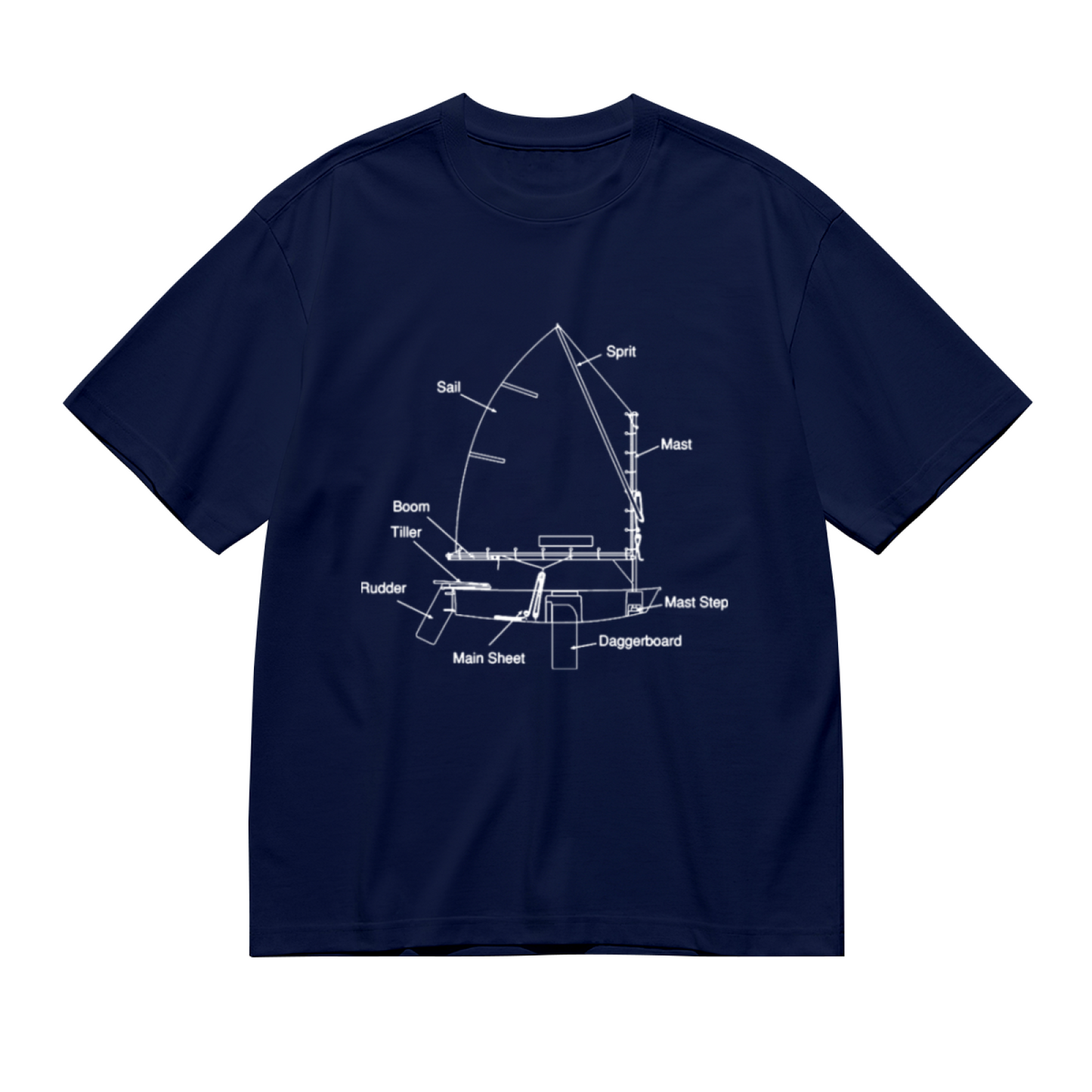 Sailboat Blueprint Nautical Sailing Enthusiast Dark Tee