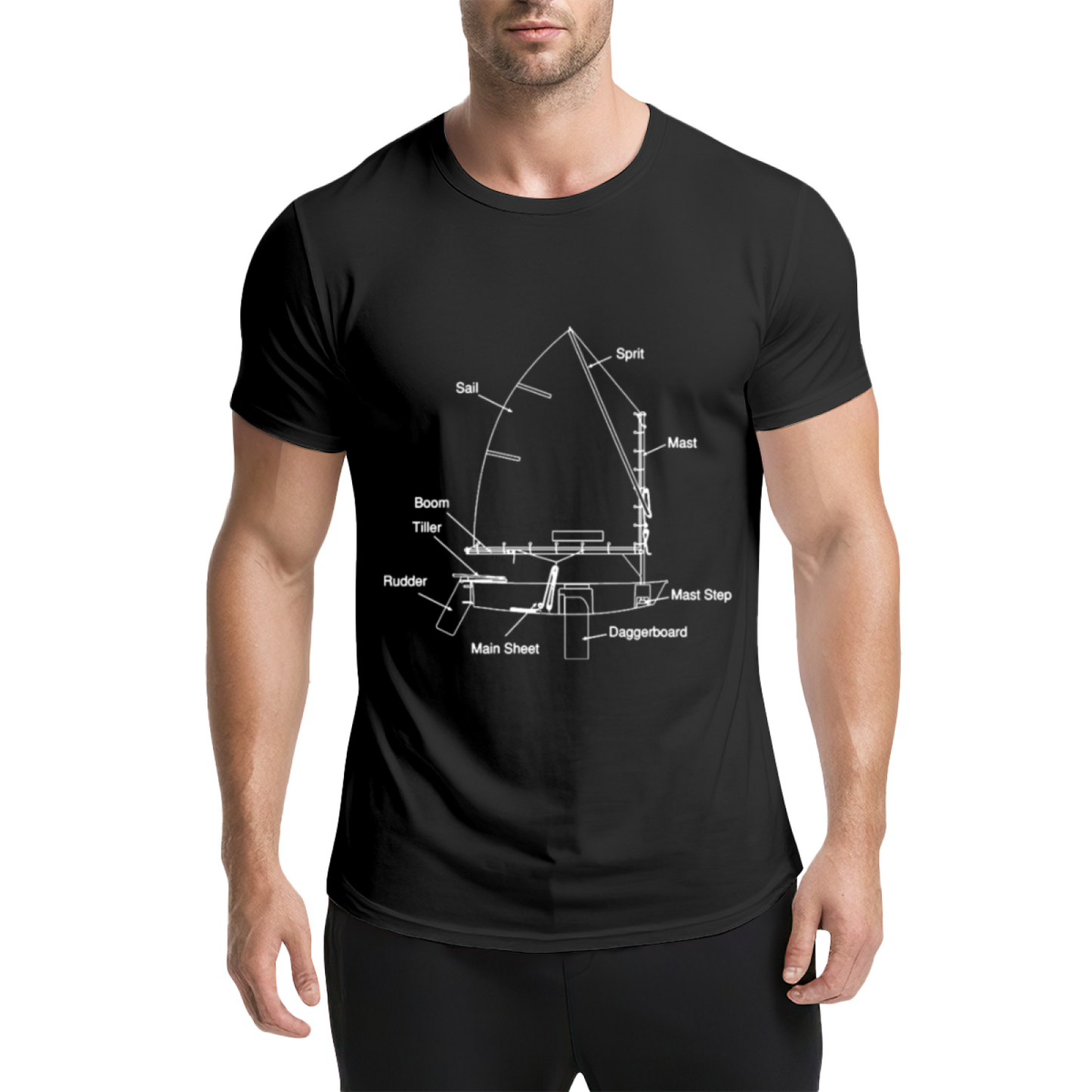 Sailboat Blueprint Nautical Sailing Enthusiast Dark Tee