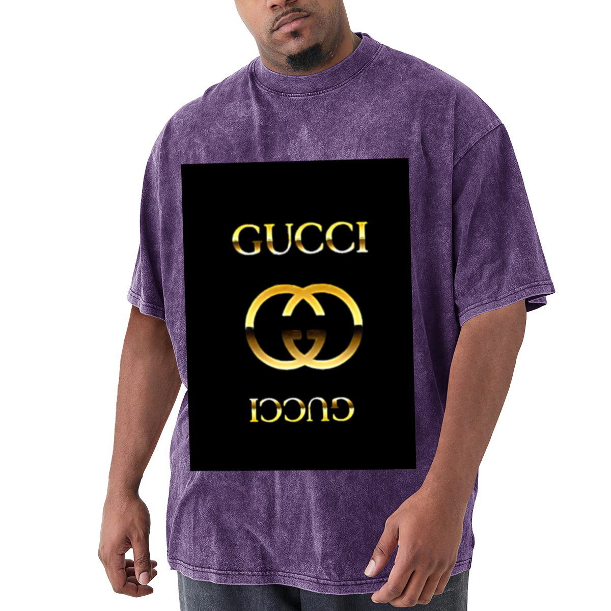 Gold Gucci Logo Vintage Wash T-Shirt