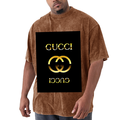 Gold Gucci Logo Vintage Wash T-Shirt