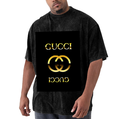 Gold Gucci Logo Vintage Wash T-Shirt