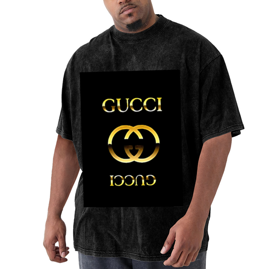 Gold Gucci Logo Vintage Wash T-Shirt