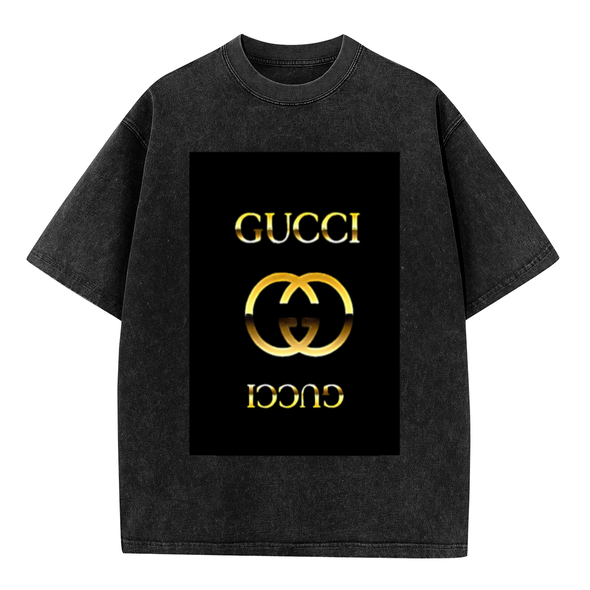 Gold Gucci Logo Vintage Wash T-Shirt