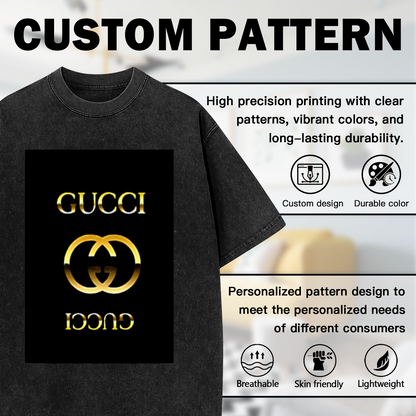 Gold Gucci Logo Vintage Wash T-Shirt