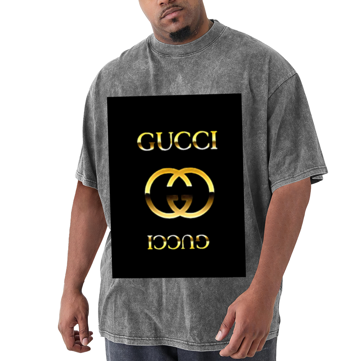 Gold Gucci Logo Vintage Wash T-Shirt