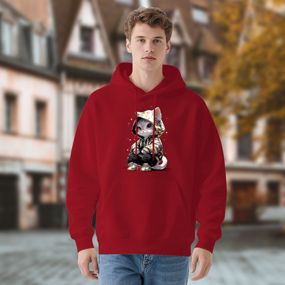 Hip?Hop Style Cool Kitty Red Hoodie