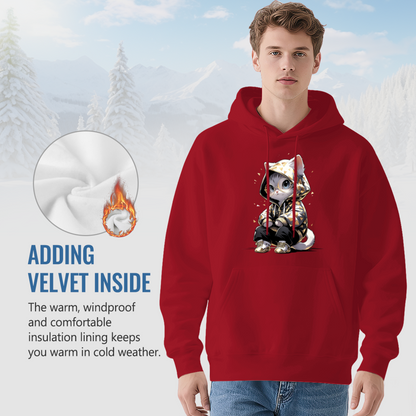 Hip?Hop Style Cool Kitty Red Hoodie