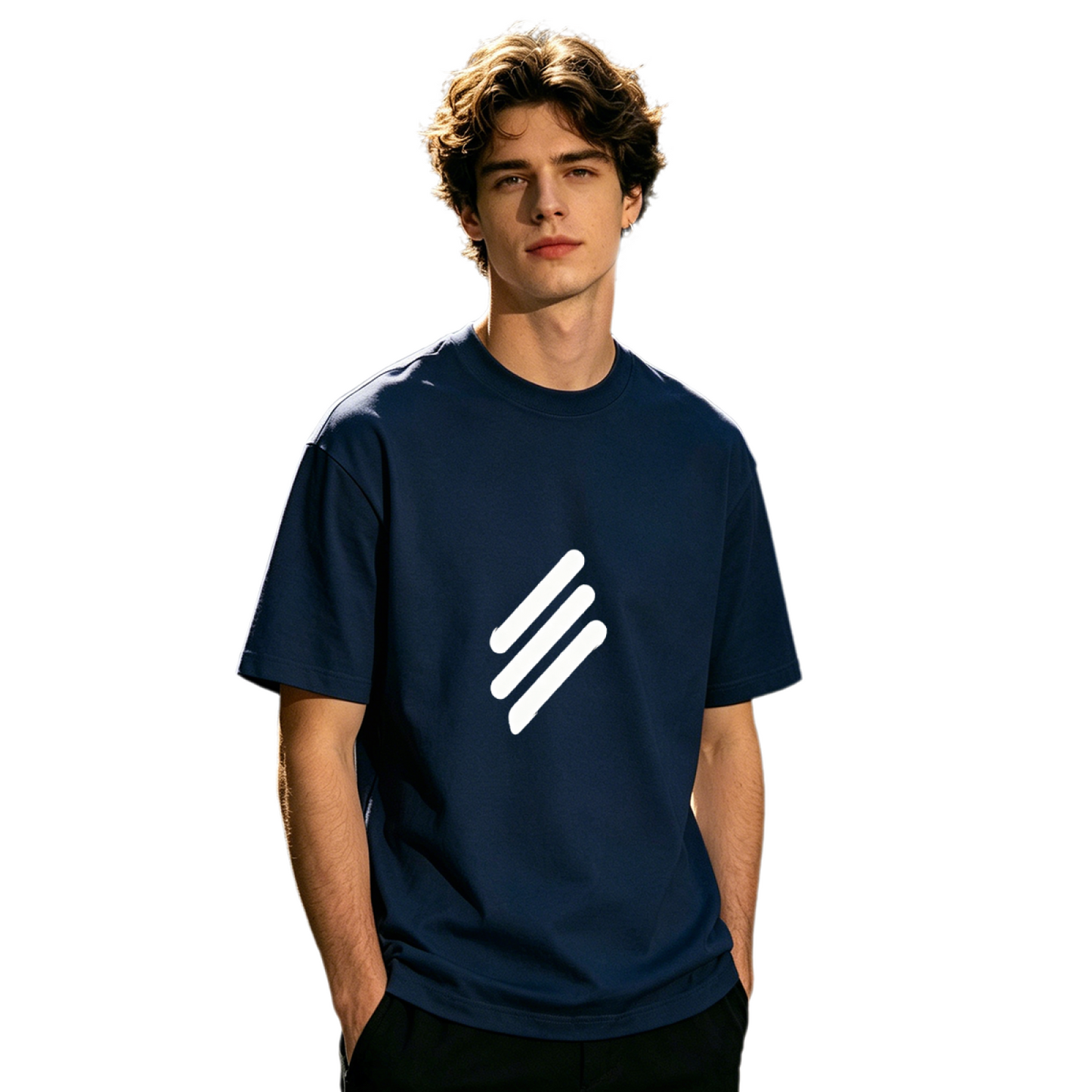 Men's Three Slash Minimal Simple Line Streetwear Basic T-Shirt