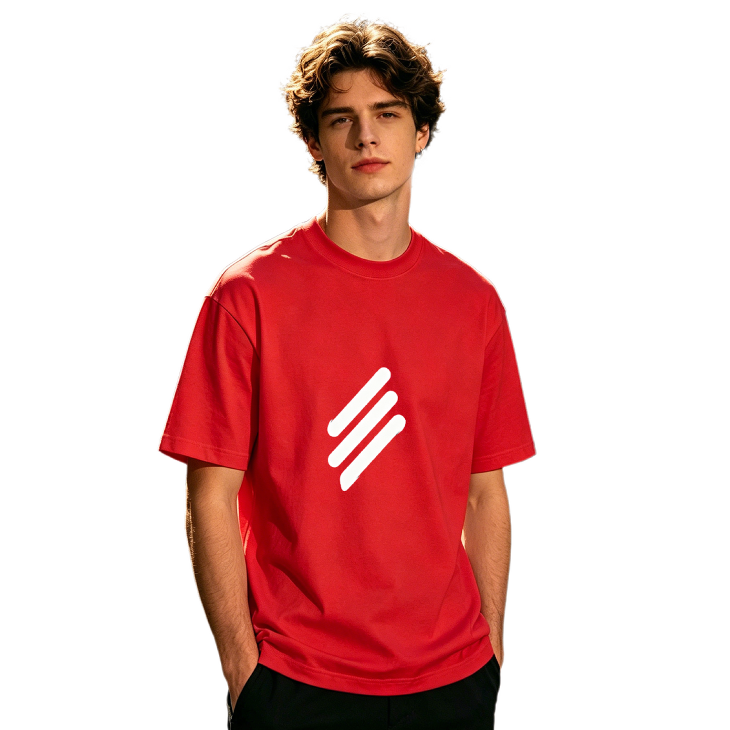 Men's Three Slash Minimal Simple Line Streetwear Basic T-Shirt