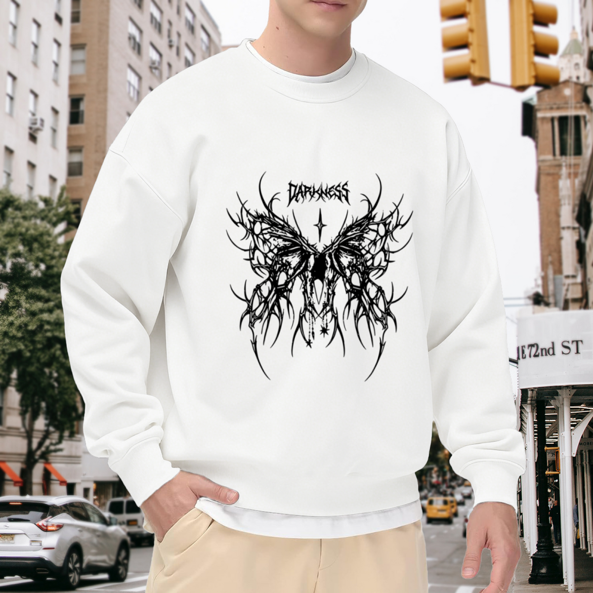 Dark Gothic Thorn Butterfly Crewneck Sweatshirt